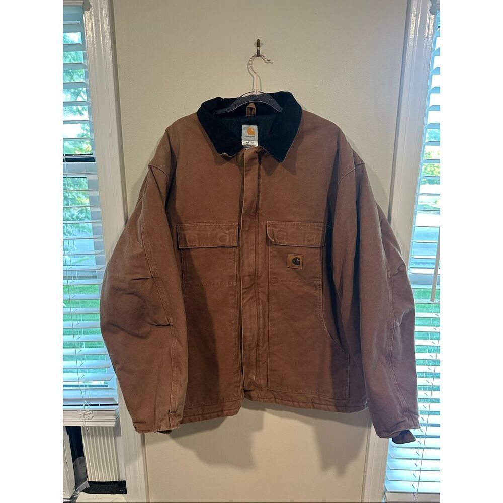 Carhartt Men Vintage C26 BRN 2XL Regular Barn Coat Tan Brown Quilted Arctic Togg